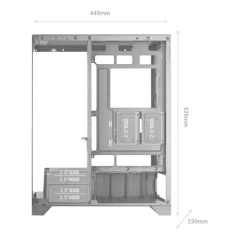 Case PC midi tower TACENS Mars Gaming MCPRISMA, nero, vetro temperato, supporta ATX/Micro-ATX/Mini-ITX, 2x vani 3,5