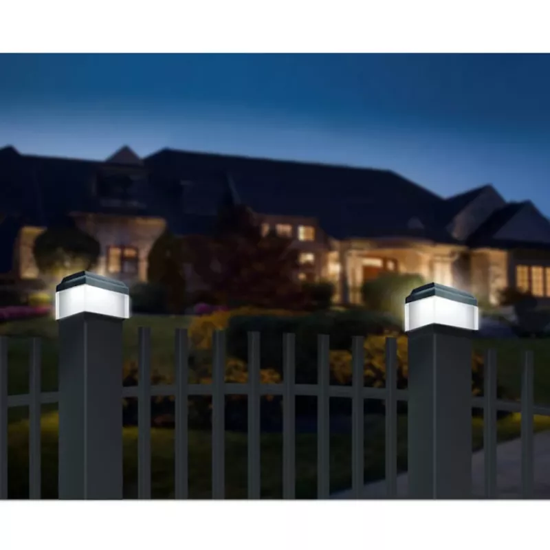 GB128 Lampada solare LED per pali di recinzione e giardino, nero - verde blu