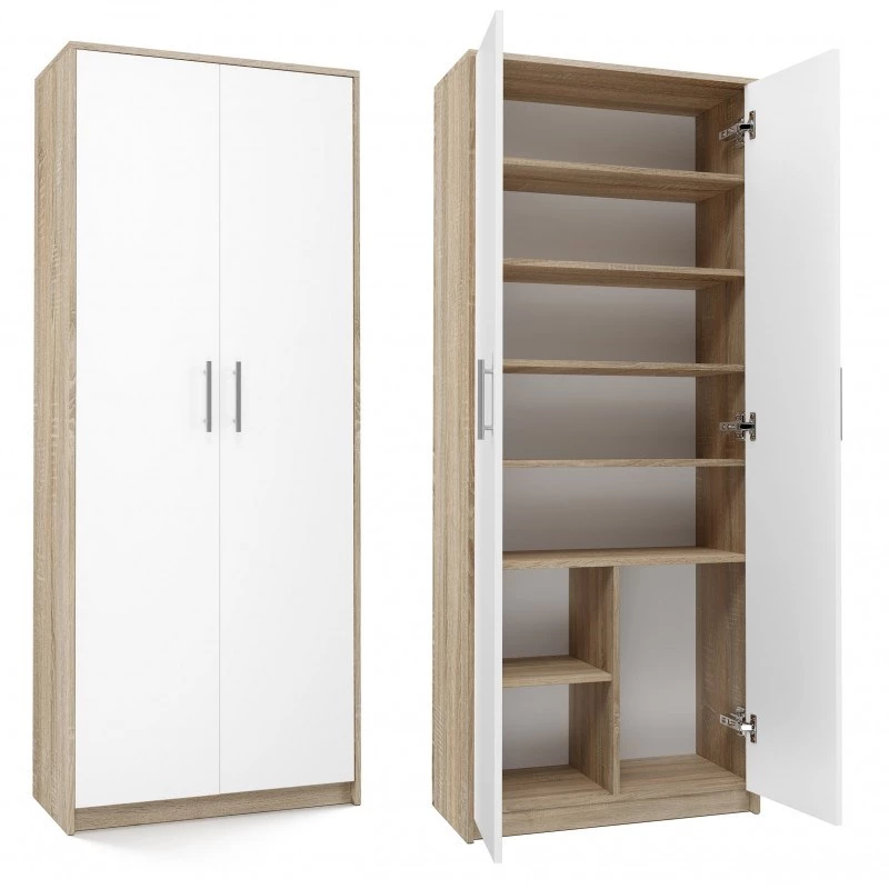 Armadio portadocumenti OLIV 2D 74x35x180 cm, rovere Sonoma/bianco