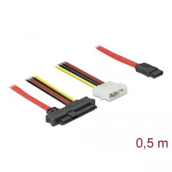 Delock - Cavo SATA/SAS - SAS 12Gbit/s - Alimentazione interna, 4 pin, SAS interno, 29 pin (SFF-8482) su SATA (M) - 50 cm