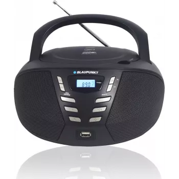 Lettore CD portatile Blaupunkt BB7BK — MP3, radio FM, USB, AUX, a batteria, 2 altoparlanti integrati, 240×230×128 mm