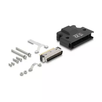 Connettore maschio MDR DELOCK 50 poli a saldare con case, nero, 41,1×50×12,7 mm