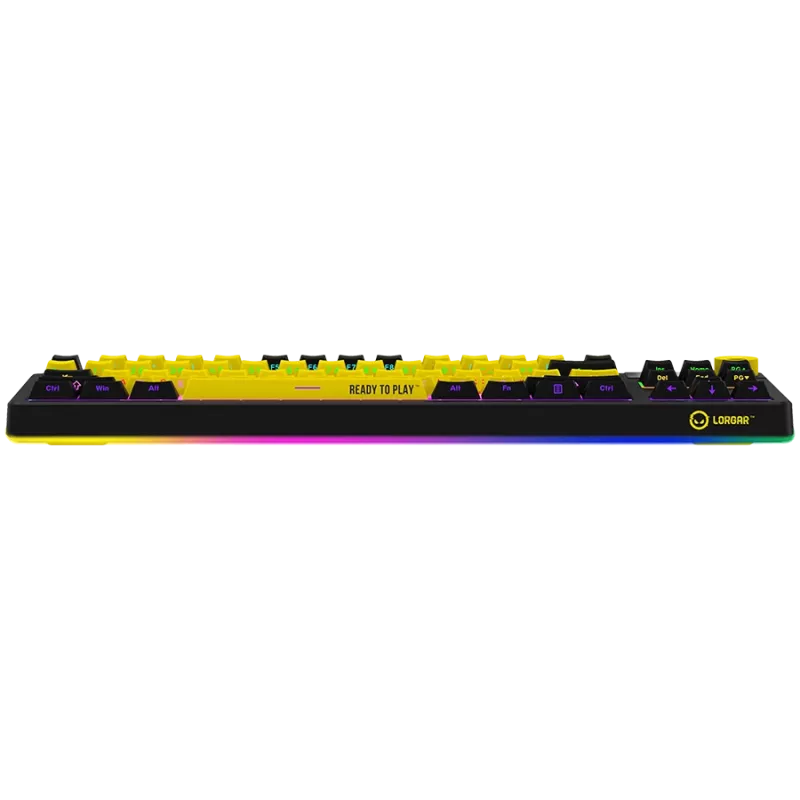LORGAR KBP70TKLW, tastiera gaming meccanica TKL wireless Pro, nero/giallo, layout EN