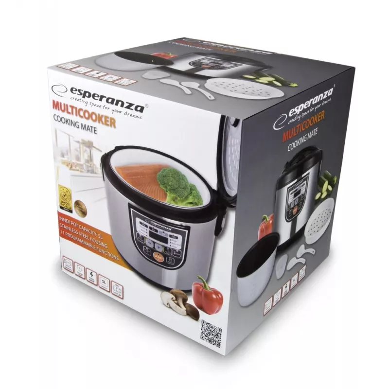 Multicooker ESPERANZA EKG011, capacità 5 L, 860 W, nero/acciaio inox