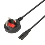 Cavo di alimentazione IBOX Euro a 2 poli 1,8 m con spina UK VDE, IEC C7, nero, conduttore in rame