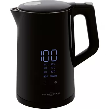 Bollitore ProfiCook PCWKS1243 — 1,7 L, 2200 W, controllo temperatura 50–100°C, nero