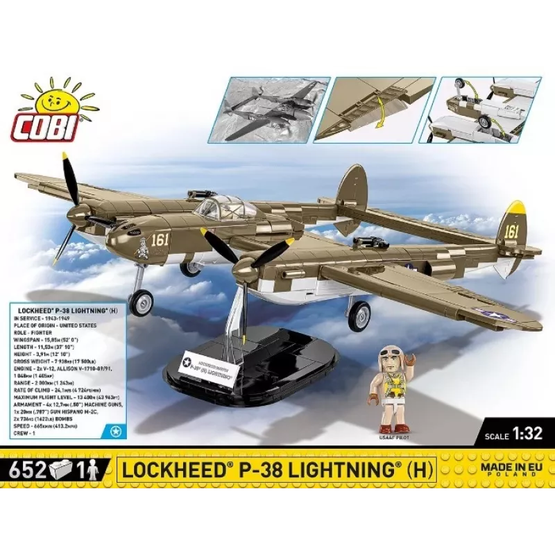Mattoncini Cobi Lockheed P-38H Lightning set 5763 — modellino in scala, modello aereo da collezione