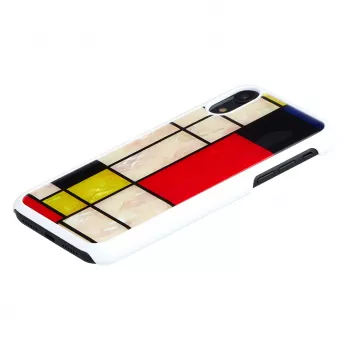 Custodia per smartphone iKins per iPhone XR Mondrian bianco – cover posteriore rigida protettiva