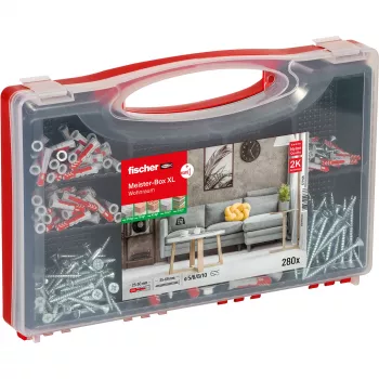 Kit di fissaggio FISCHER Meister-Box XL 210 pezzi – assortimento di tasselli, viti ed elementi di fissaggio