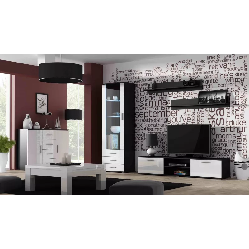 Credenza per soggiorno Cama UNI nero/bianco lucido