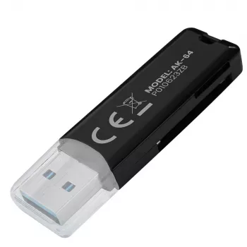 Lettore di schede SAVIO AK-64 USB 3.2 Gen 1 uscita Type-A, slot MicroSD, 5000 Mbit/s, nero