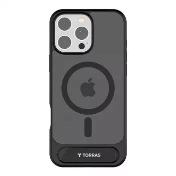 Custodia protettiva Torras Pstand Series per iPhone 16 Pro – nero