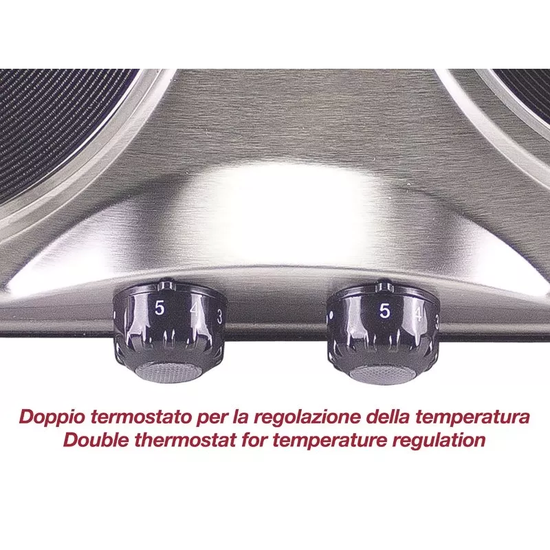 Piano cottura Beper 90.825 in acciaio inox, 2 zone, controllo manuale