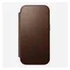 Custodia folio in pelle per smartphone Nomad Modern Leather Folio per iPhone 17 Pro – marrone, per 6,3 pollici (16 cm), 4 scomparti per carte