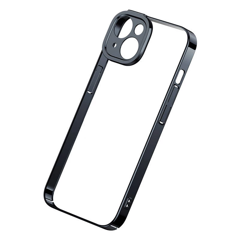Set custodia trasparente glitterata e vetro temperato Baseus per iPhone 14 Plus (nero)