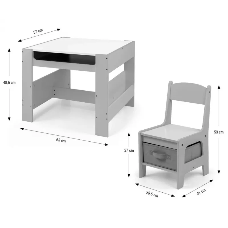 Set mobili per bambini Milly Mally Sven grigio 5489 — set compatto in grigio