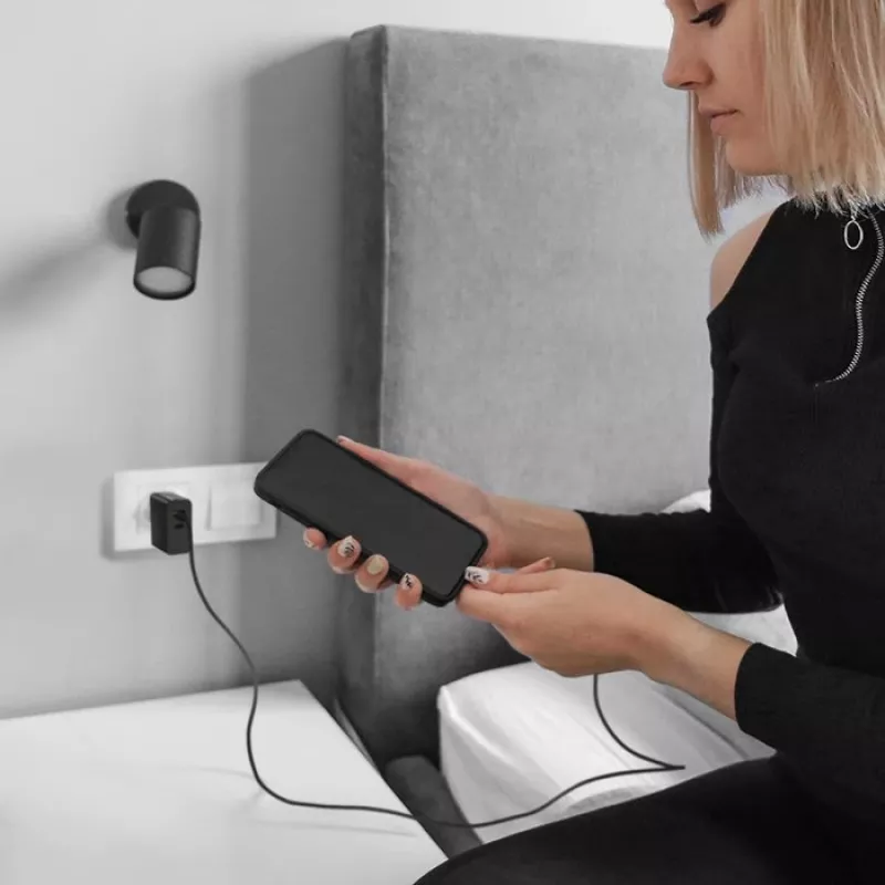 Qoltec 52380 Super Quick caricabatterie PD | 1xUSB-C | 1xUSB | 65W | 5-20V | 1,5-3,25A | nero