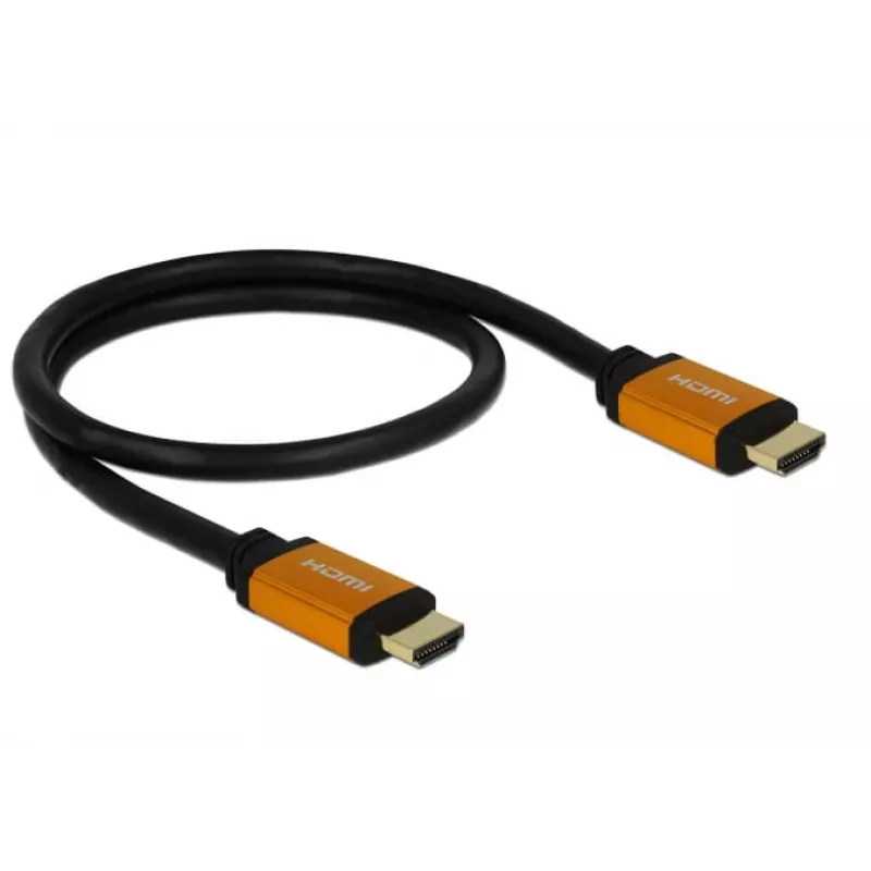 DeLOCK - cavo HDMI - HDMI (M) su HDMI (M) - 50 cm - tripla schermatura - nero, oro - supporto 8K