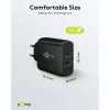 Caricabatterie dual-fast USB-C, PD, GaN, 65 Watt (nero, 1x USB-C, 1x USB-A, Power Delivery)