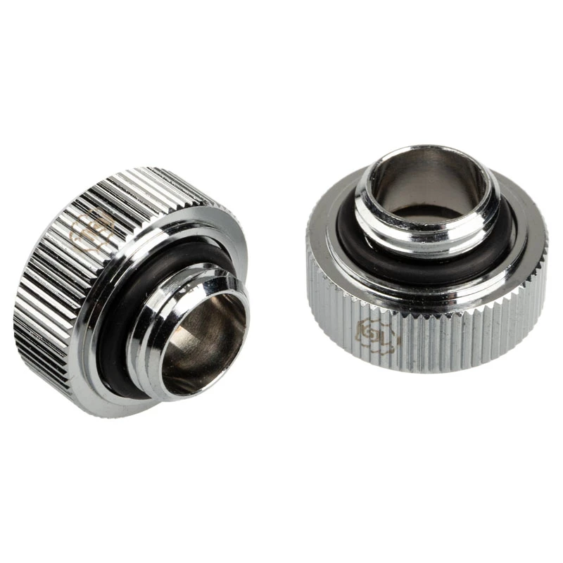 Adattatore G1/4 inch filettatura maschio su 16 mm hardtube BitsPower Touchaqua TA-FH16-GS, confezione da 2, argento
