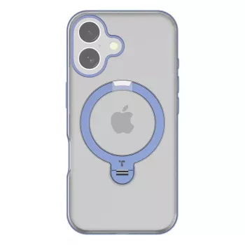 Custodia protettiva Torras Ostand Spin per iPhone 16 – blu, profilo sottile, compatibile con ricarica wireless