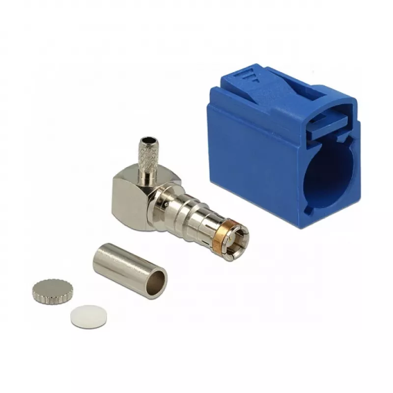 DeLOCK 89715 connettore FAKRA C femmina a 90° per crimpatura, blu segnale
