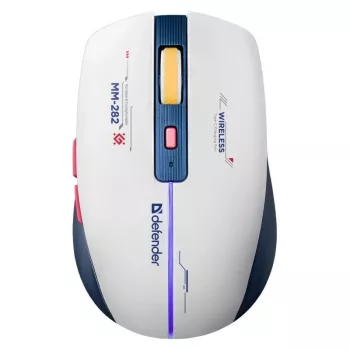 Mouse gaming wireless DEFENDER MM-282 RF — ambidestro, ottico 1800 DPI, 5 tasti, USB, a batteria