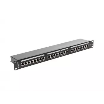 Patch panel 1U LANBERG PPS5-1024-B — 24 porte RJ-45 Cat5, metallo, nero, montaggio su rack