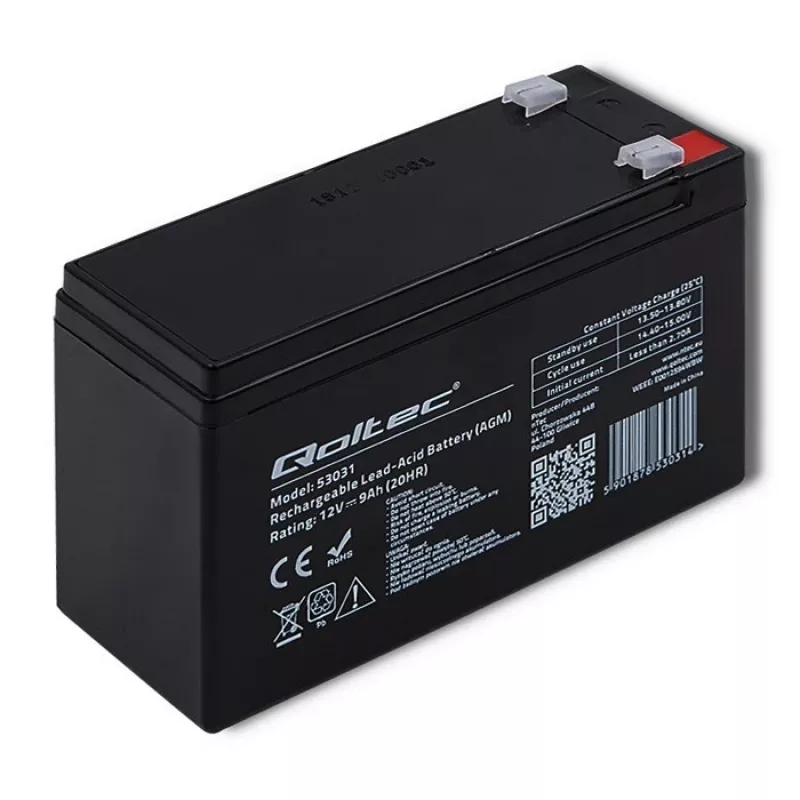 Batteria per UPS QOLTEC 53031 12V 9Ah verde, 152×94×65 mm, 2,35 kg