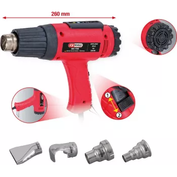 Set pistola ad aria calda ks tools 960.1190 con 4 accessori – apparecchio elettrico ad aria calda per riscaldare, asciugare e per guaine termorestringenti