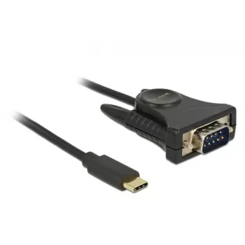 Delock 62964 Adattatore da USB-C a seriale DB9 RS-232, 1,8 m, nero