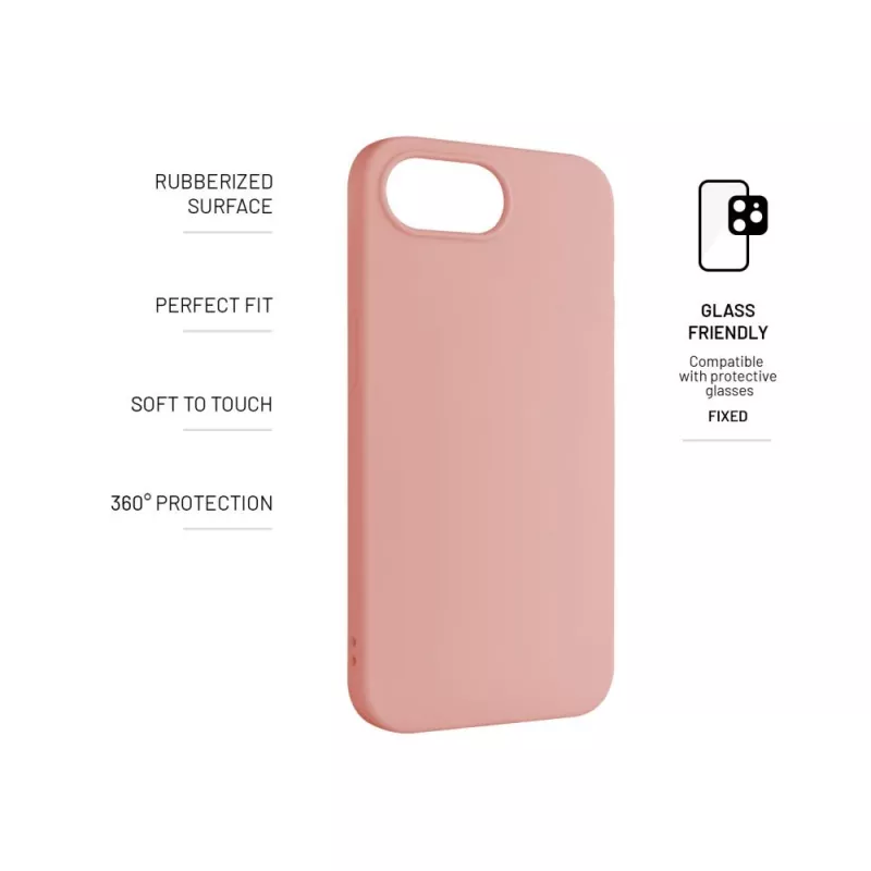 Cover posteriore per cellulare FIXED per Apple iPhone 16e, gomma, rosa