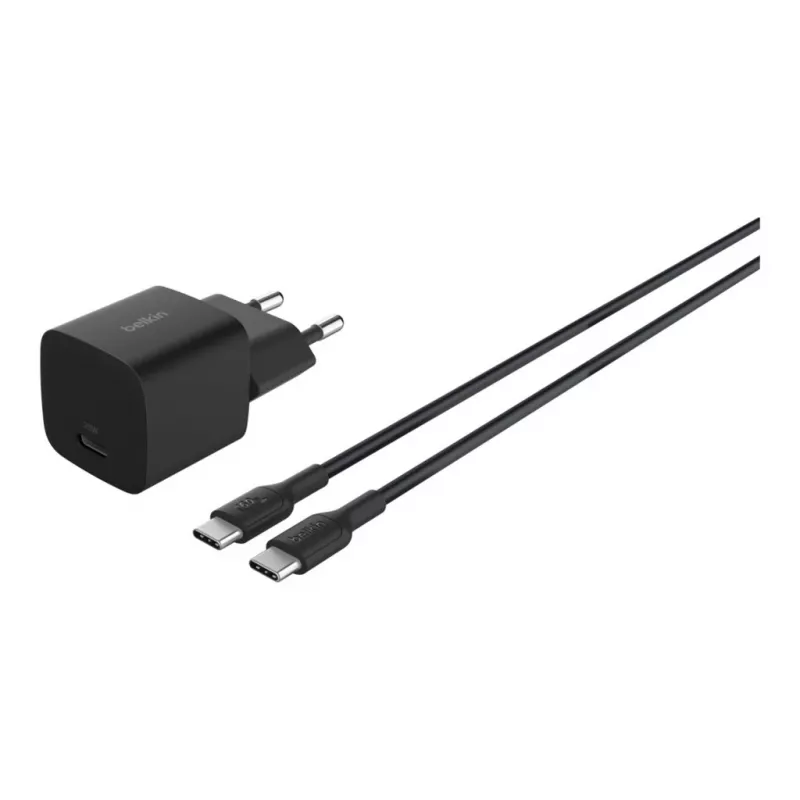 Caricabatterie AC da interno Belkin BoostCharge 25 W USB-C PD/PPS, cavo 1 m, nero - per console di gioco, smartphone, tablet