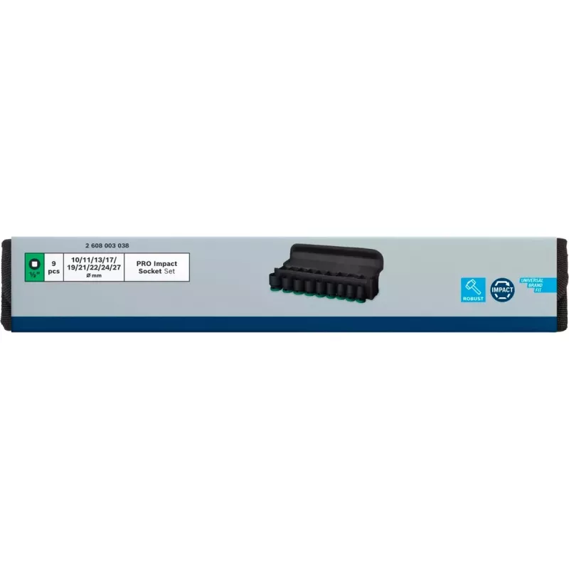 Set di chiavi a percussione Bosch Powertools PRO 1/2 pollice 9 pezzi, nero