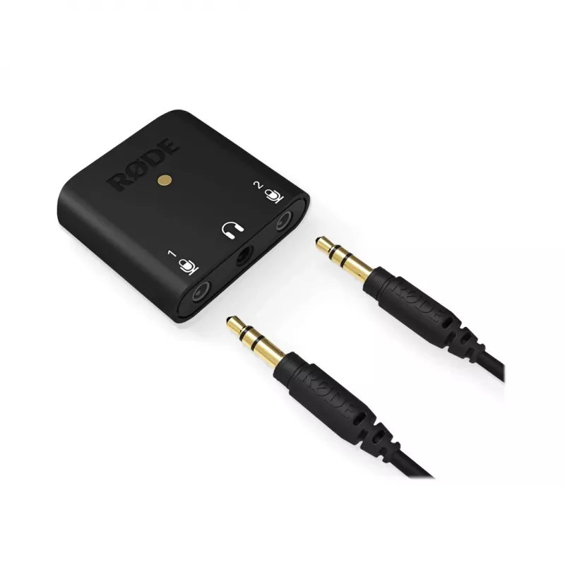 RØDE AI-Micro interfaccia audio mobile, 2x ingressi TRS/TRRS da 3,5 mm, uscita cuffie da 3,5 mm, USB-C, nera