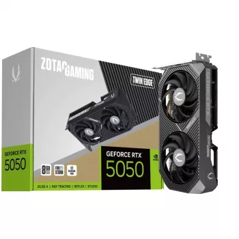 Scheda grafica ZOTAC GeForce RTX 5050 Twin Edge — 8 GB GDDR6, 128-bit, PCIe x8 5.0, raffreddamento attivo a doppia ventola