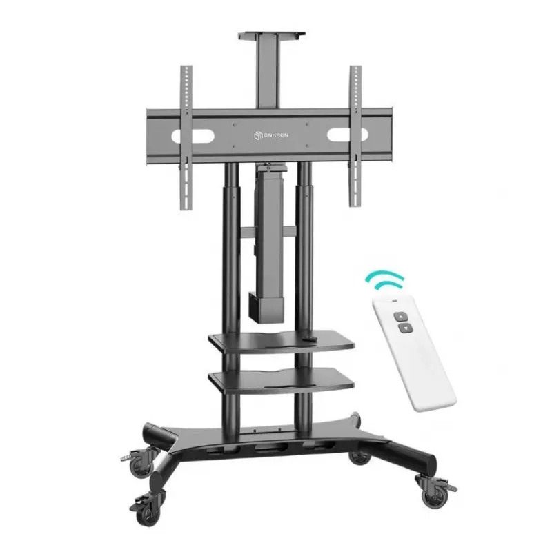 Supporto TV mobile motorizzato ONKRON TS1881E-B per TV da 50–86 pollici, nero, sollevamento elettrico, supporto VESA