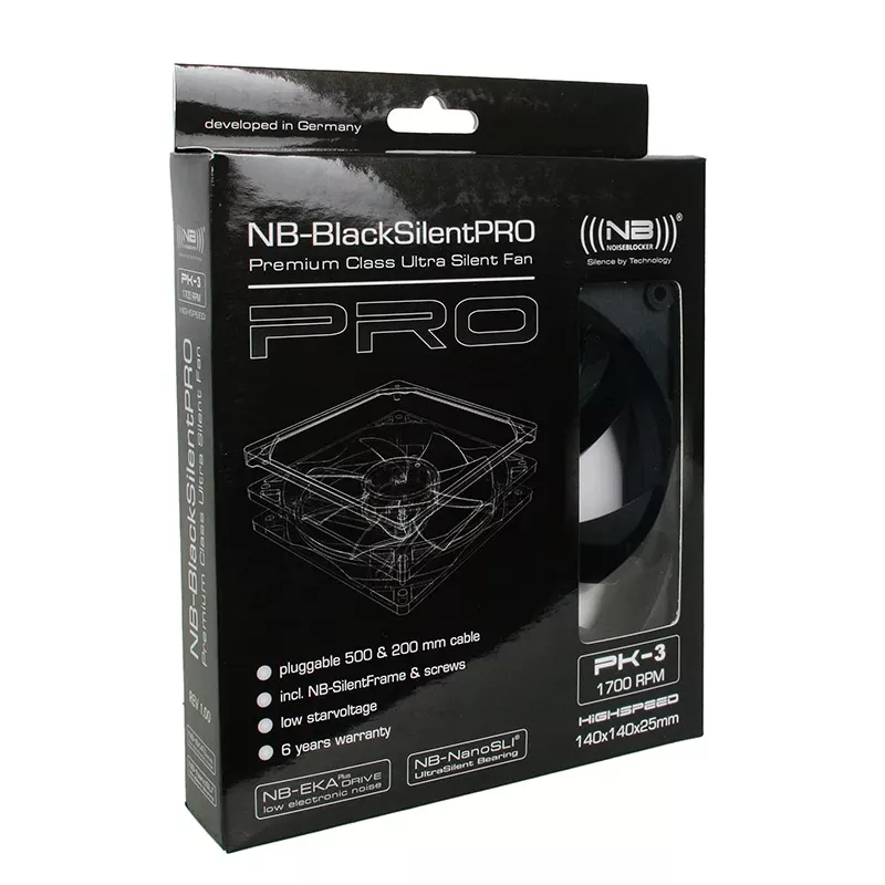 Ventola Noiseblocker BlackSilentPro PK3 14 cm nero