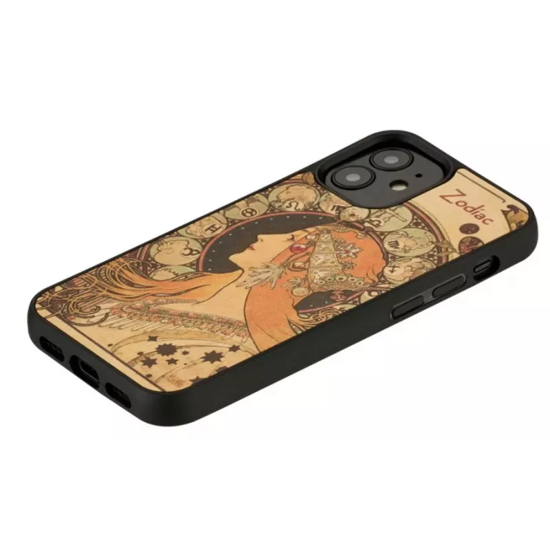 Custodia per cellulare Man and Wood per iPhone 12 mini — serie Zodiac, nero