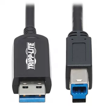 Cavo attivo in fibra ottica (AOC) Plenum-certificato Eaton Tripp Lite serie USB 3.2 Gen 1 - A/B M/M, nero, 20 m - Cavo USB - USB Type-A (M) a USB Type-B (M) - USB 3.2 Gen 1 - 20,0 m - P