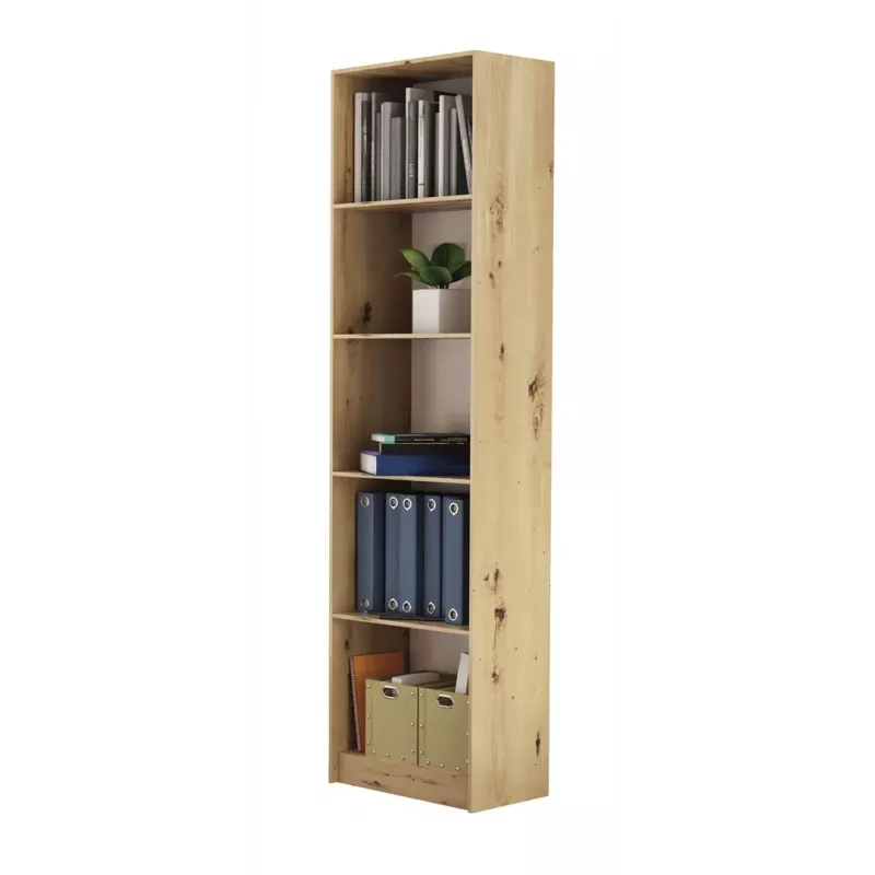 Libreria Top e shop R50 ARTISAN — finitura rovere, 5 ripiani, struttura in truciolare