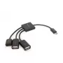 Cavo USB OTG Micro BM -> 2xUSB-AF + BF Micro 13 cm