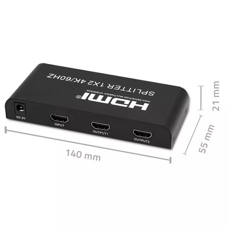 Qoltec 51797 Splitter HDMI attivo 2 x HDMI 4K x 2K | 6 Gb/s | 60 Hz