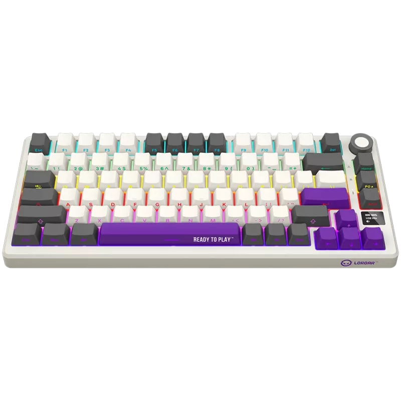 LORGAR KBP7075W, tastiera gaming meccanica 75% wireless Pro, beige, layout EN