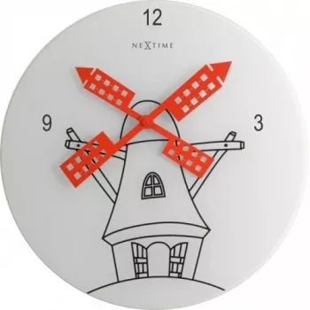 NeXtime orologio 8807 Windmil, Ø30 cm, da parete, bianco/nero/rosso