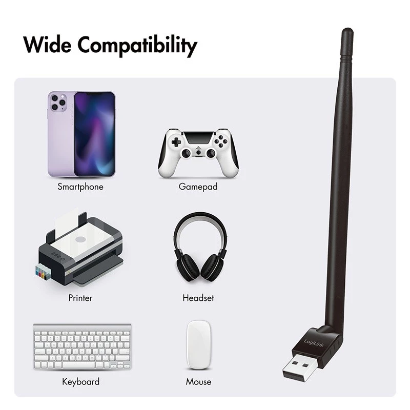 LogiLink Adattatore USB - Bluetooth 5.3 con antenna, nero portata: 150 m, connessione: connettore USB-A, Bluetooth - 1 pezzo (BT0067)