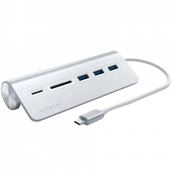 Satechi Type-C Hub USB e lettore di schede in alluminio, argento, ST-TCHCRS