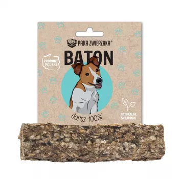 Snack per cani PAKA ZWIERZAKA Cod Bar 12 cm 28 g — osso da masticare naturale per l'igiene dentale con gusto pesce