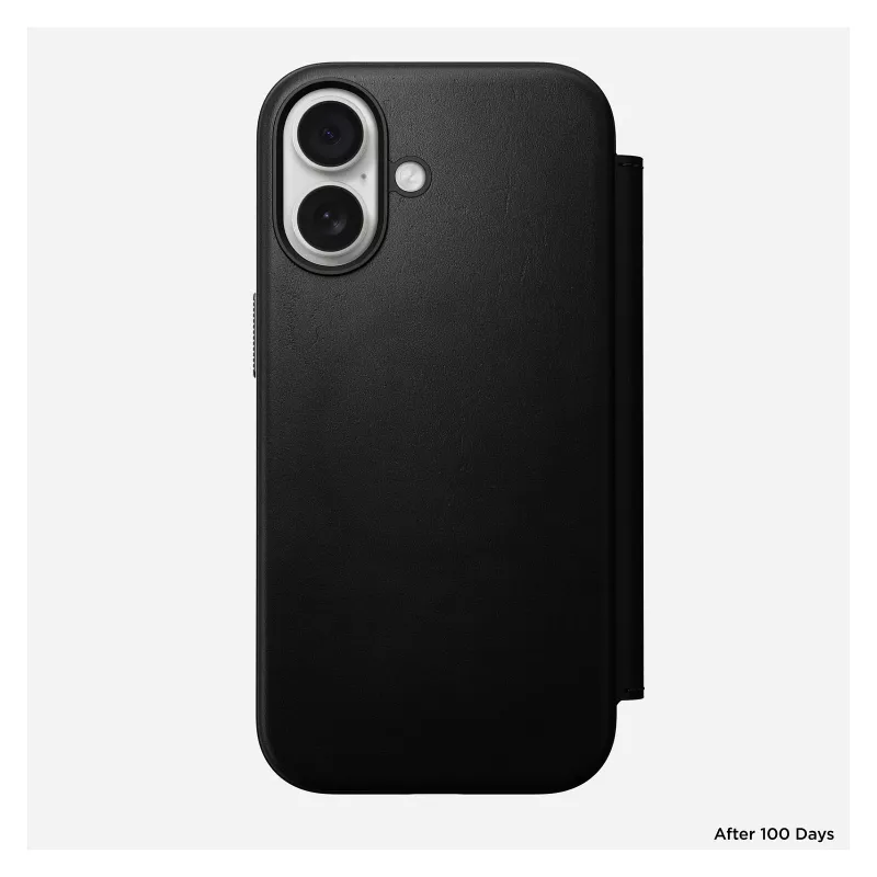 Custodia folio per smartphone Nomad Modern Leather Folio per Apple, per schermi fino a 16 cm (6,3 pollici), nero