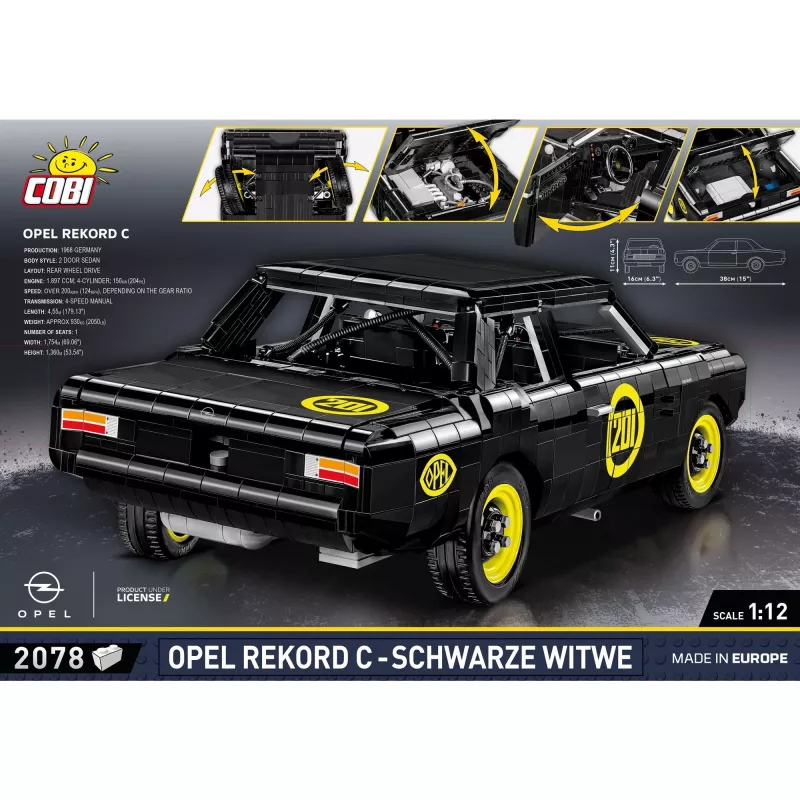 Kit Cobi Opel Rekord C, modellino auto in plastica, 2078 pezzi, età 10+